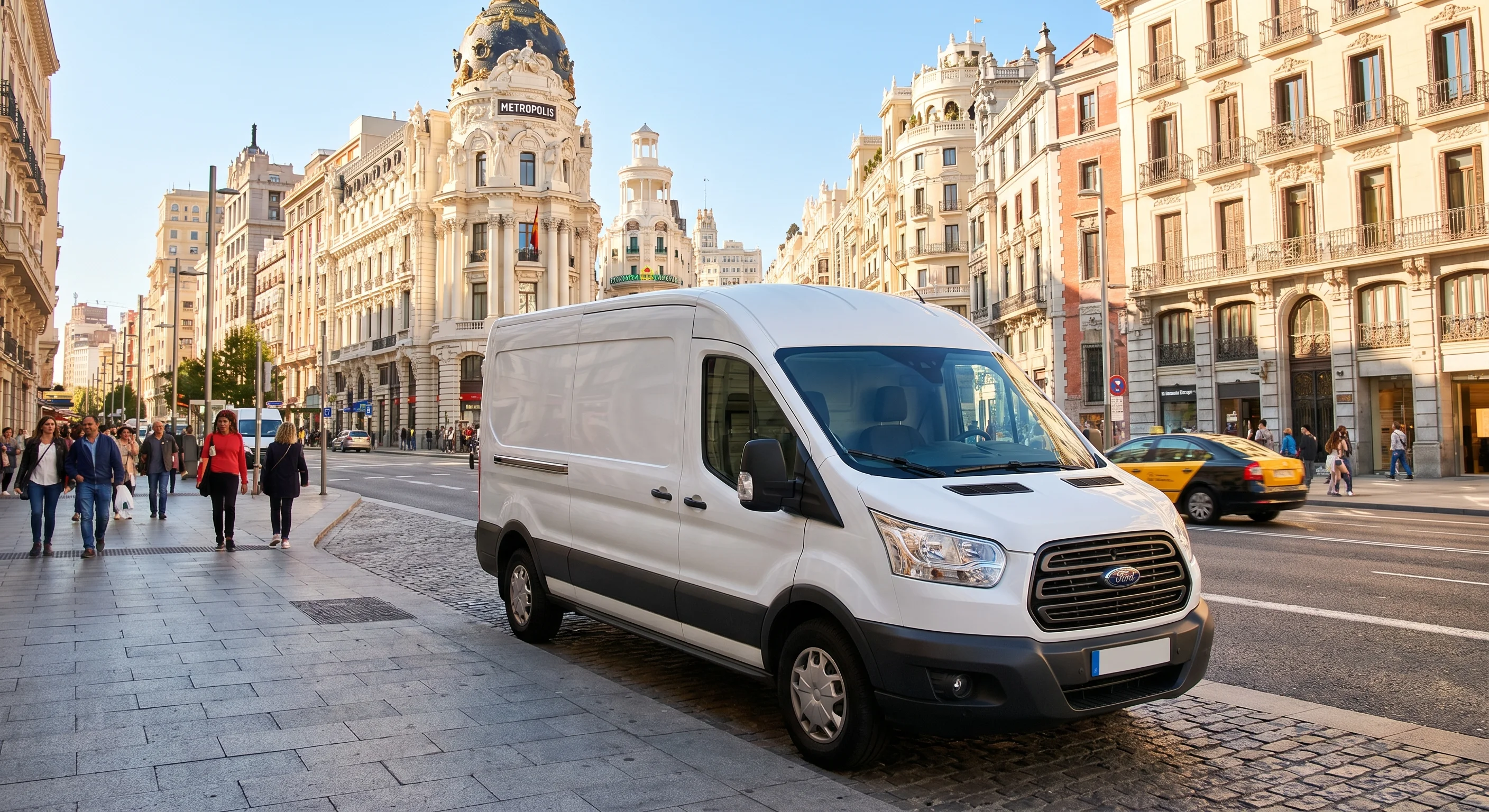 Man With A Van Madrid — van being loaded on a Madrid residential street